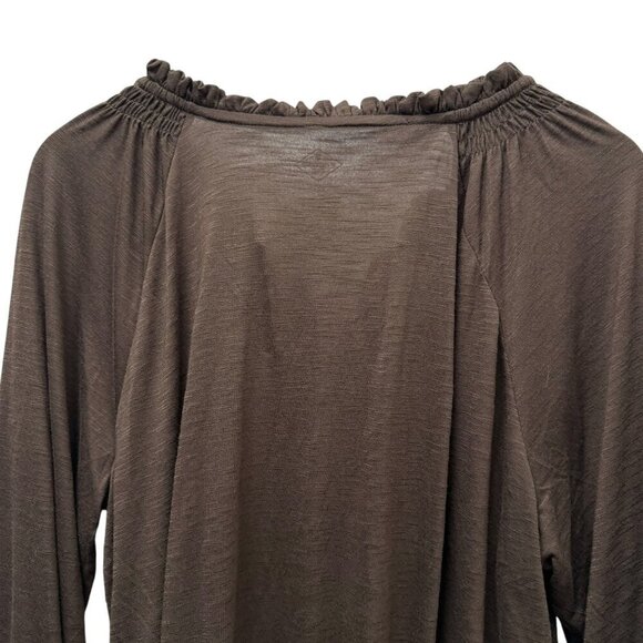 St. Johns Bay Peasant Top XXL Brown Embroidered Knit Tee Blouse Casual Boho NWT - Picture 9 of 10